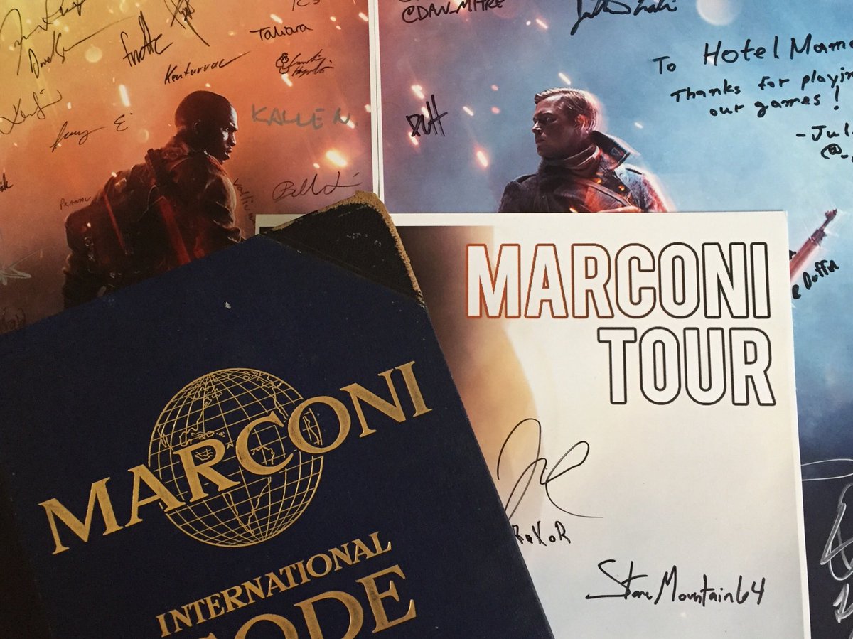 _HotelMama's tweet photo. After a year of traveling around the globe, „The International Marconi Code Book“ has reached the final destination. Involving the easter egg community and both DICE studios, the book now carries even more history and is manifested BF1 lore! @BFEEcommunity @EA_DICE @Battlefield https://t.co/MesSJRmDVa