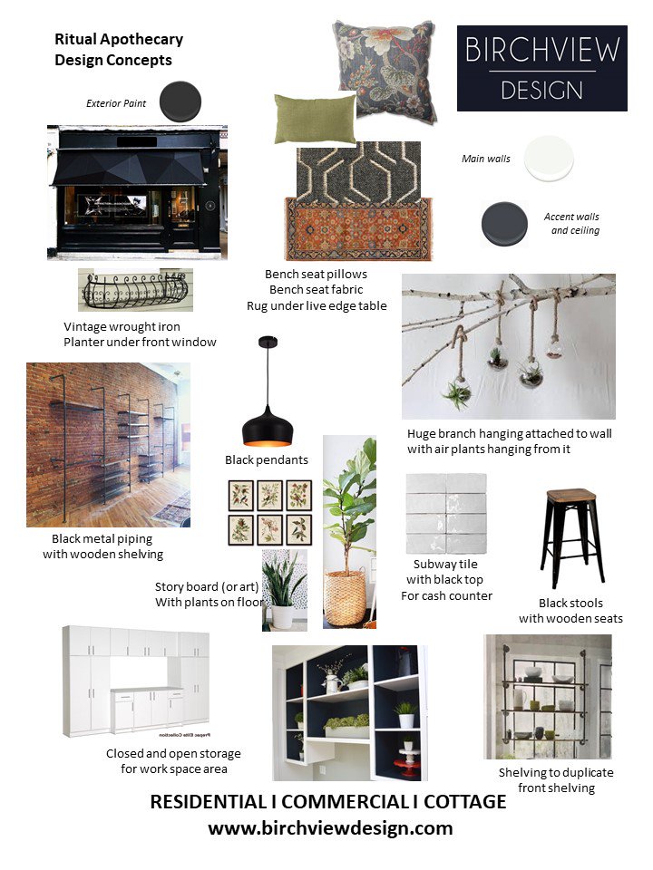 birchviewdesign's tweet photo. We honestly had way to much fun as the chosen designers for the @WinThisSpace contest!The winner, Nadine from Ritual Apothecary is getting her space ready to open in downtown #ptbo &amp; feature @TheWillowsBark products!See our design concepts we presented to her! It's opening soon!! https://t.co/znh34AqWwO