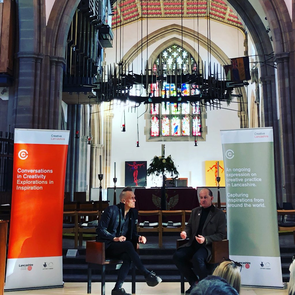 michbondesio's tweet photo. Loving tonight’s @CreativeLancs event - @martynware and @johnrobb77 having a highly entertaining conversation about early musical influences up North (all whilst trying not to swear in a cathedral!) 😎
#creativelancashire #festivalofmaking #conversationsincreativity https://t.co/TnkYxC97Gh