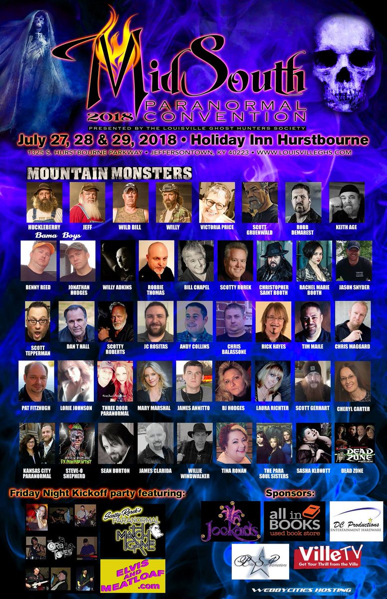 Go www. louisvilleghs.com to get your tickets to the biggest and oldest paranormal event in the country the Mid South Paranormal Convention.