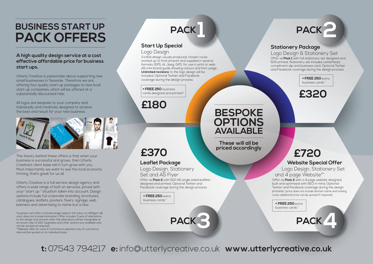 utterlycreativ's tweet photo. Start up #branding packages available to new businesses, see the flyer attached https://t.co/Iaa2EyZGuv  #87RT #StartUpHour #LeedsHour https://t.co/0KuM5dy6BR