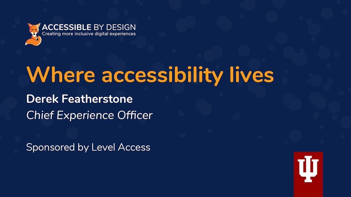 a11ydesign's tweet photo. Derek Featherstone's Accessible by Design presentation - Where accessibility lives [Video] https://t.co/NCQHZEDgWJ @feather #a11ybydesign #a11y https://t.co/6boNIBiC10