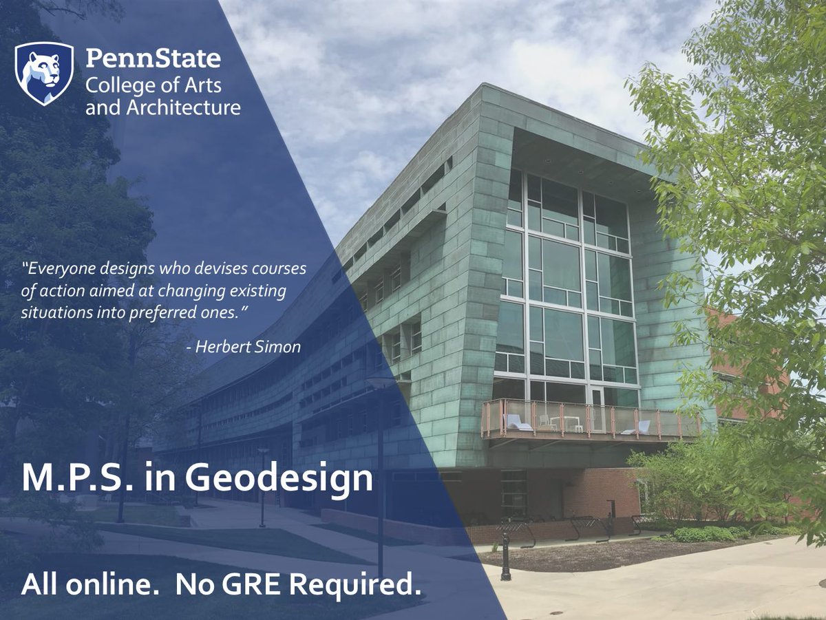 Geodesign_PSU's tweet photo. The next deadline for applications to our Masters program is July 10th.  #Geodesign #LandusePlanning #Design #Planning #GIS #PennState https://t.co/f9NO0Pl8PS https://t.co/tShMdDb01l