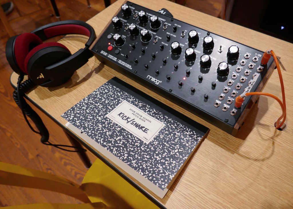 guitarcenter's tweet image. Class is in session. 🎛📓✏️ Stop by the DFAM Drum School at the #Moogstore and get schooled on the new @moogmusicinc DFAM Drum Machine 🥁 @Moogfest bit.ly/2LbHxNF #moogfest