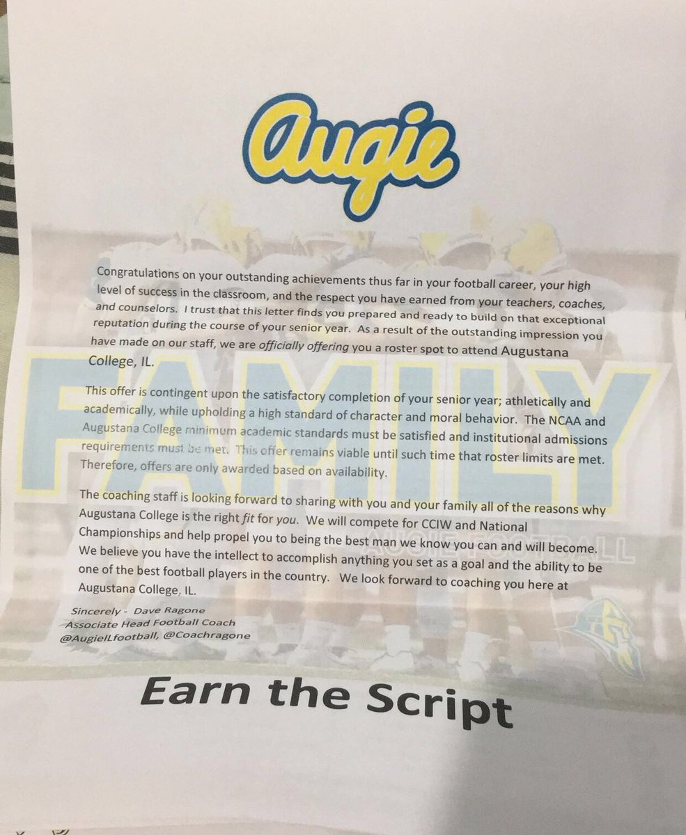 braydov13's tweet photo. Blessed to receive my first offer from Augustana college🏈 #earnthescript https://t.co/nopkGQEcWW
