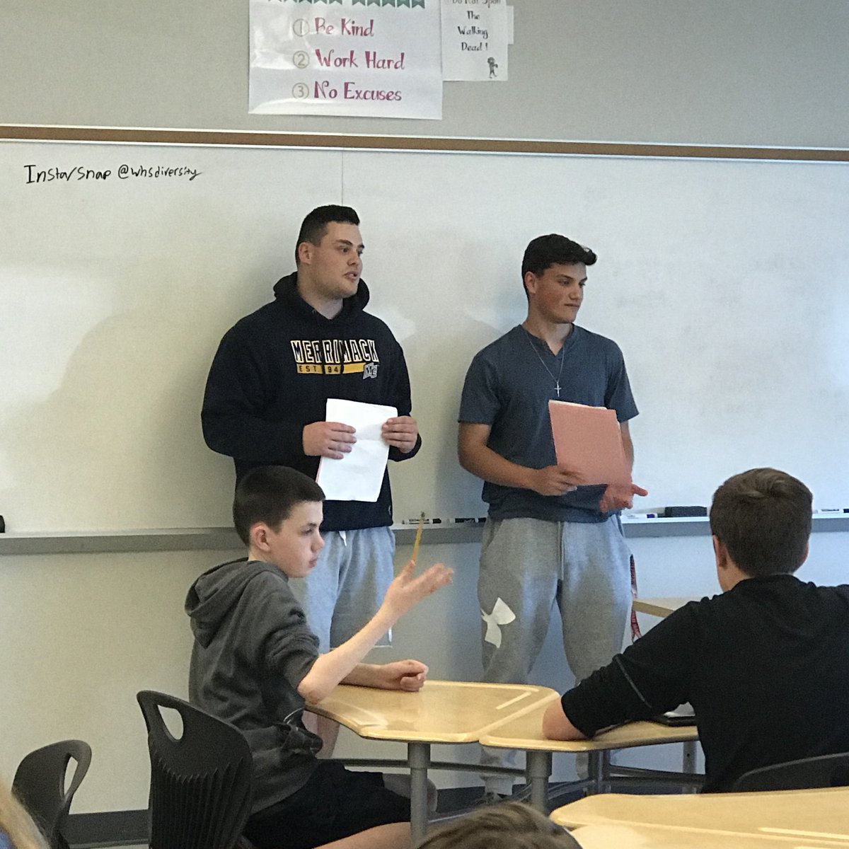 whsdiversity's tweet photo. Visited the 8th graders at the Galvin on Monday. Even though talking about the impact of hate symbols isn’t easy, it’s so important. Thanks to the A Team students for being so respectful! @GalvinMS @therealwmhs @ADL_NewEngland https://t.co/welSKrKWR5