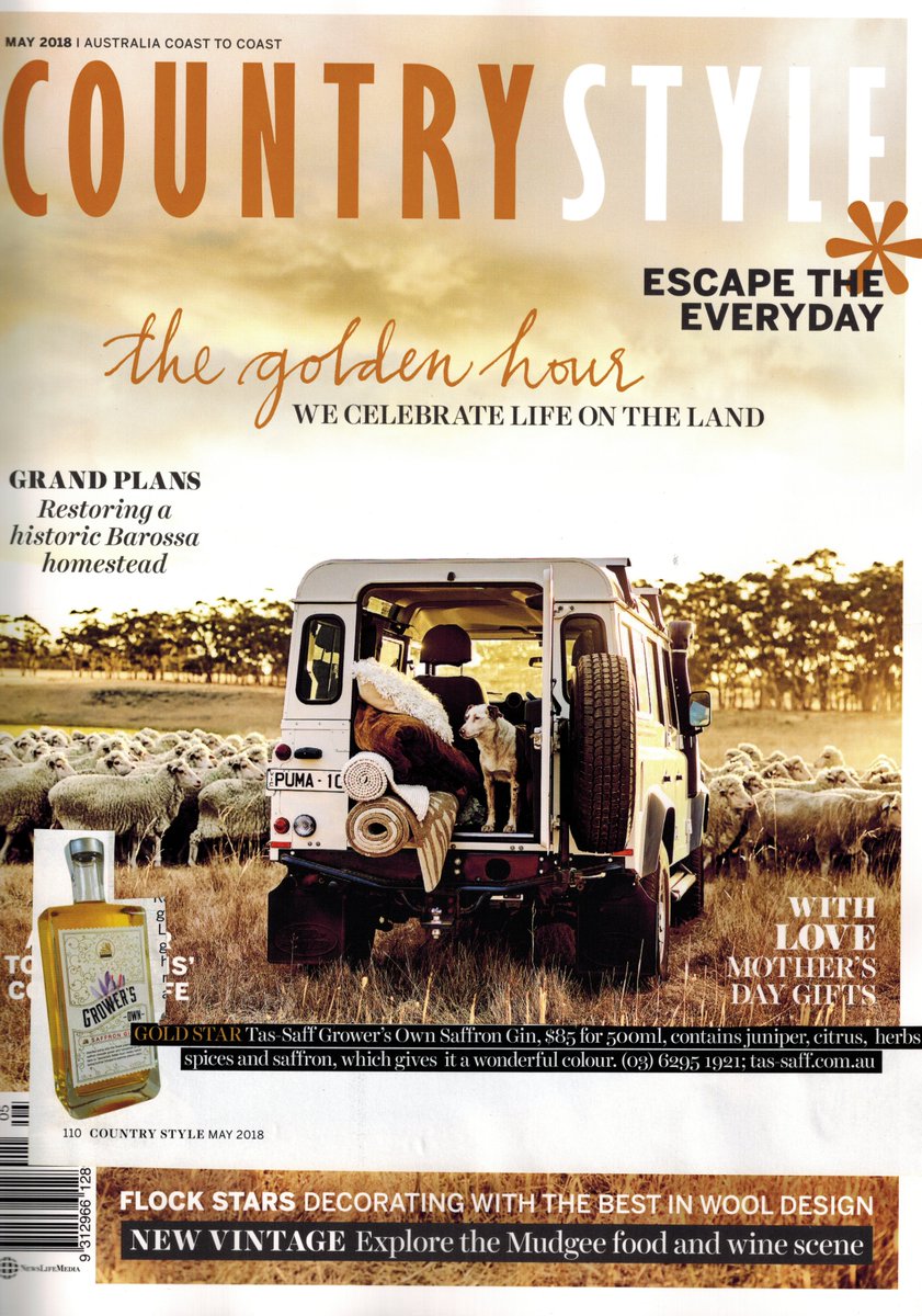 TasSaffron's tweet photo. Thrilled to have our Tas-Saff Grower's Own saffron gin included in this month's Country Style Magazine
#tasmaniansaffrongin #australiansaffron #countrystylemagazine @BrandTasmania https://t.co/bQqDT5cBFH
