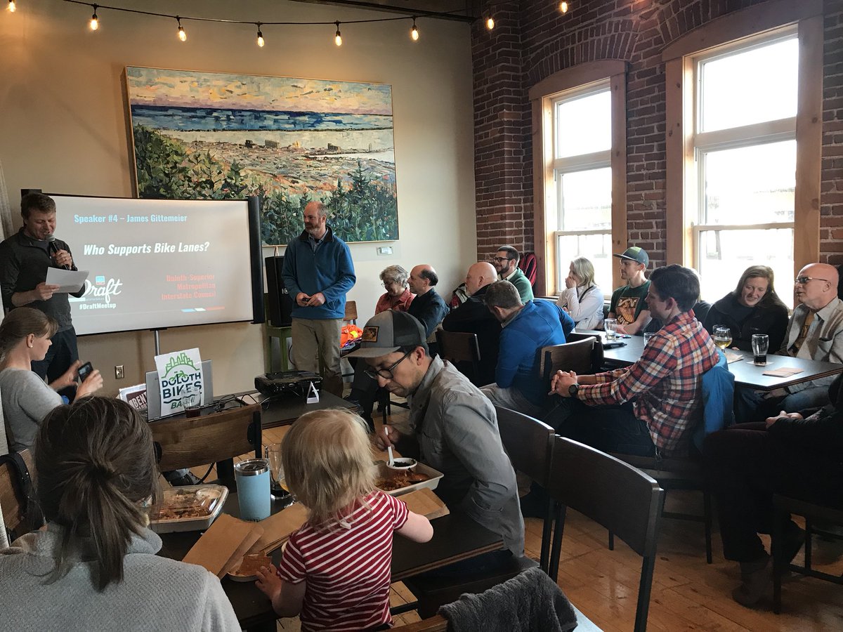 Last but not least, James from <a href="/DSMICtranspo/">Duluth-Superior MIC</a> to talk about the Michigan St. demo bike lanes in #Duluth