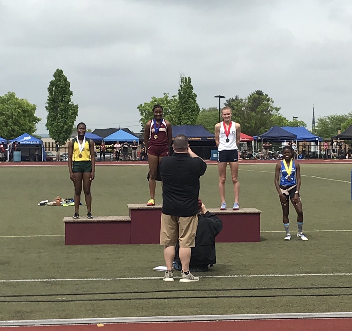 So proud! Sophomore Alanna Smith bringing home a 3rd place medal in the 100m dash in 12.60!!! Just missed States by 0.1!