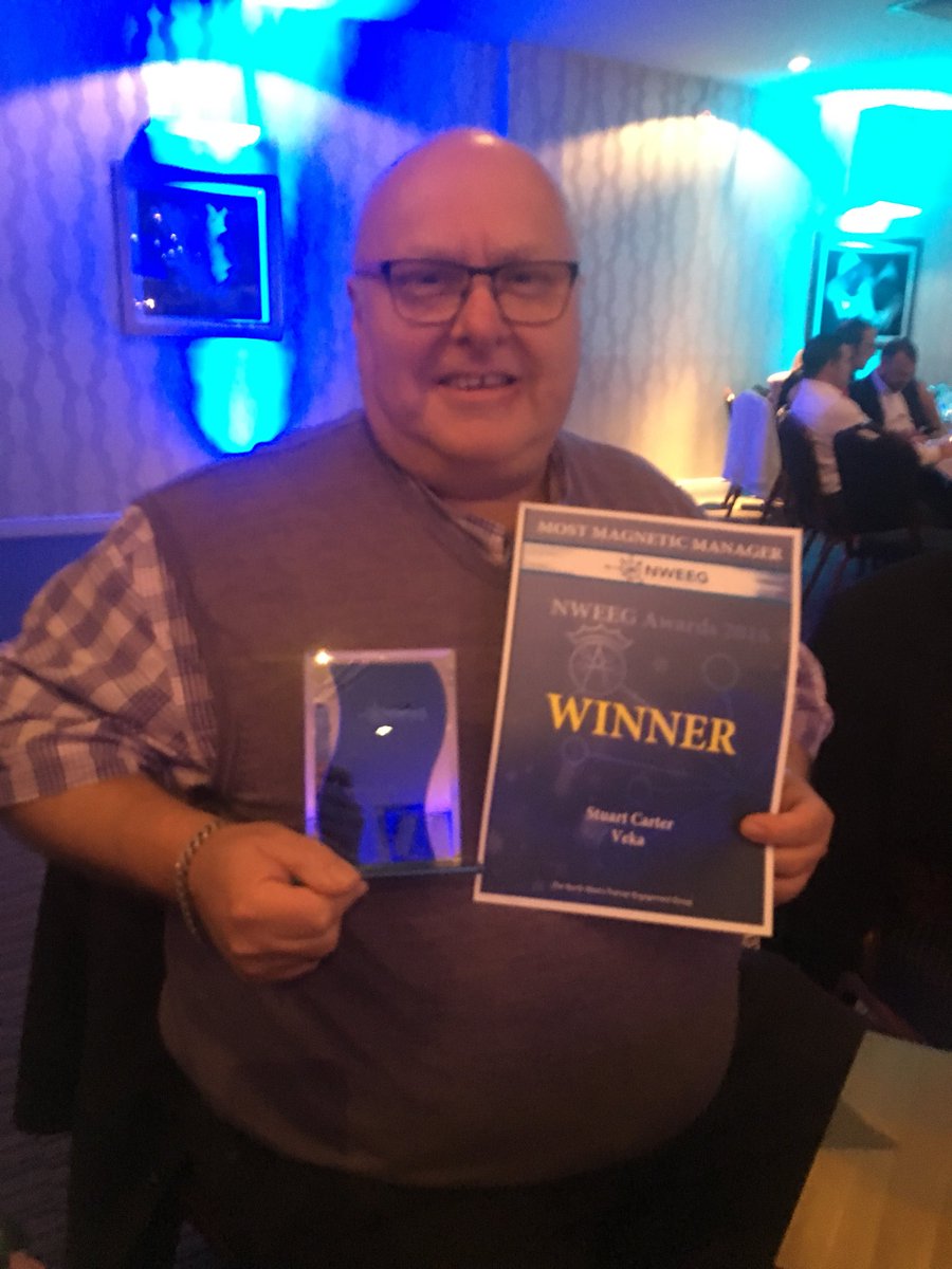 MGHammond's tweet photo. Well done @stuartcarter156 Most Magnetic Manager Award πππ»@NWEngagement #NWEEG18 v proud #teamveka @VEKA_plc https://t.co/6jlH3jXAk7