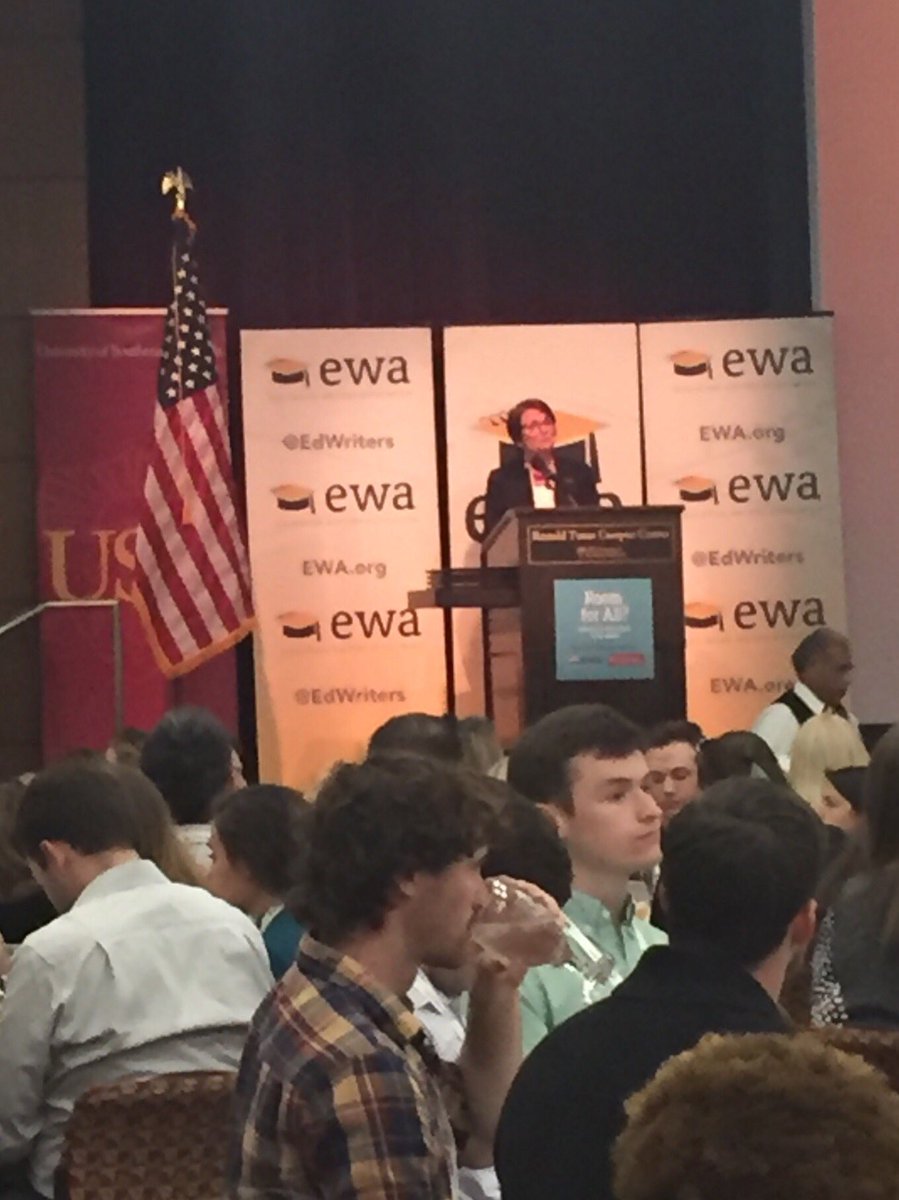 One of our founding member deans <a href="/USCRossierDean/">Karen Symms Gallagher</a> Karen Gallagher speaking at #EWA18