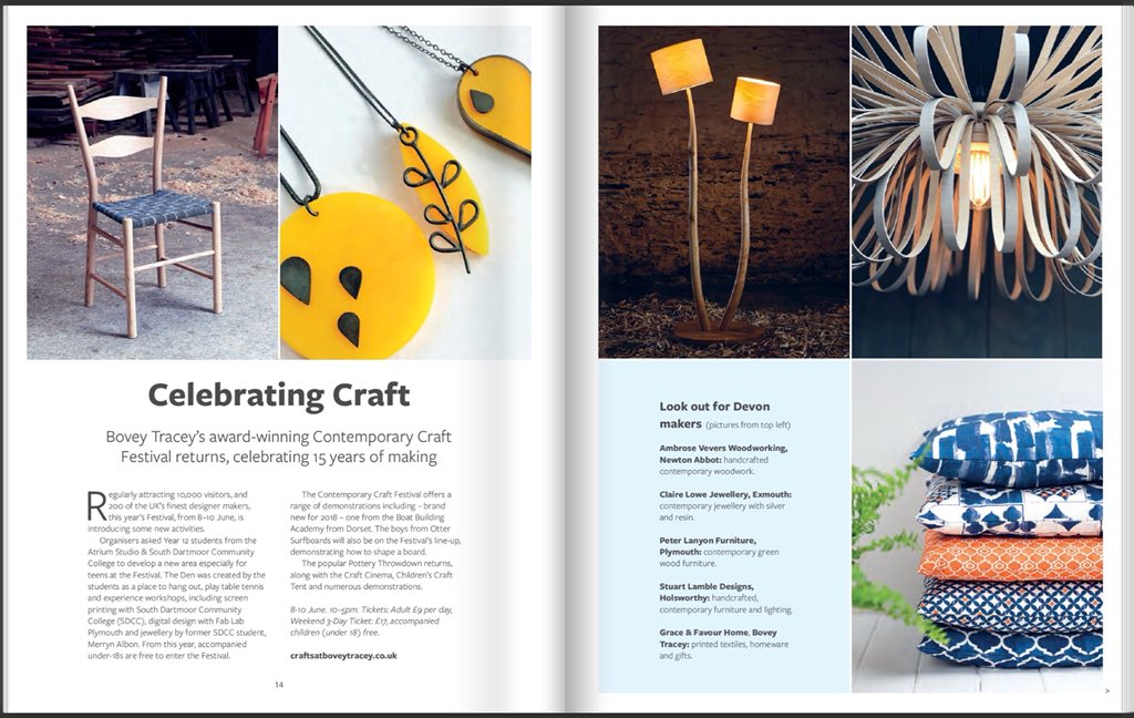 claire_lowe's tweet photo. Really pleased to have been featured by @DevonHomeMag about @CraftFestival alongside @peterlanyonfurn @GraceFavourHome @Ambrose_Vevers #contemporarycraftfestival #craft #clairelowe #devonhome https://t.co/YJt2LQgTIa