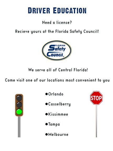 FSCsafety's tweet image. Go to floridasafetycouncil.org for more information. #FSCDriverEd