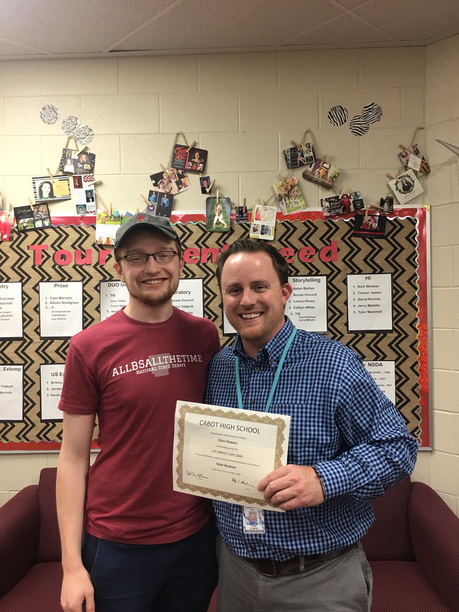 Debate_Cabot's tweet photo. I am privileged to receive Kyler’s Life Impact Diploma this year. It was an honor to be your coach and mentor for the last four years. The debate will definitely miss your wisdom and compassion next year! @cabotsd https://t.co/OfeK8era7A