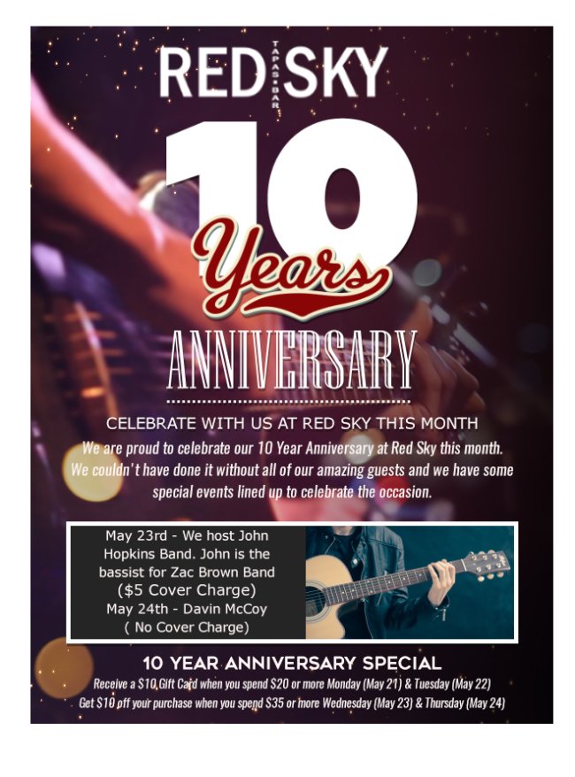 redskytapasbar's tweet photo. Celebrate With Us All Week https://t.co/JMH8K3h9X7 https://t.co/rfC76UwucK