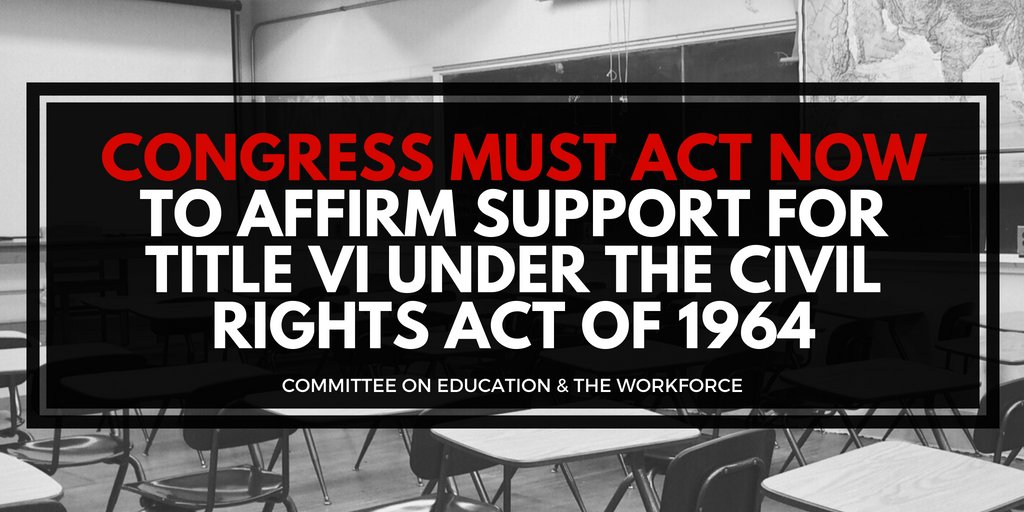 RepEspaillat's tweet photo. #DYK: In the past, under both Democratic and Republican administrations, @usedgov and @TheJusticeDept has supported enforcement Title VI of the #CivilRightsAct of 1964. The same is expected for the @realDonaldTrump administration. #SaveYourVI #RethinkDiscipline https://t.co/Fvw4H7wPiy