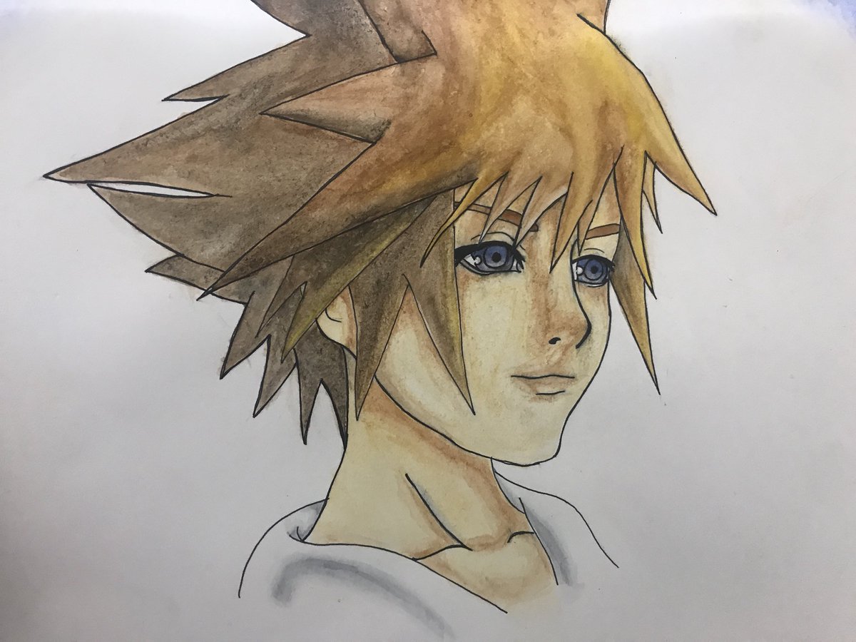 embostao's tweet image. Mi hermano (no tiene twitter) hizo un dibujo de Sora a acuarela, para los que sean fans de @KINGDOMHEARTS @KHFansite @SoraKeybleader