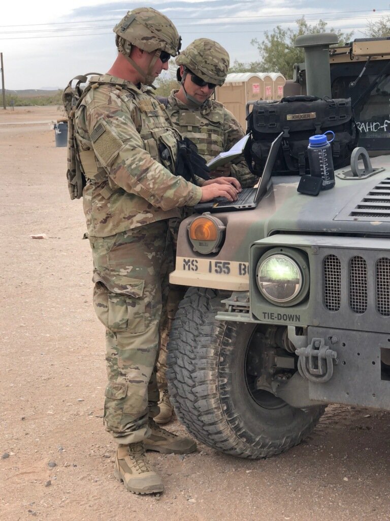 155ABCT's tweet image. The #JAG section getting work done in an #austere environment. 
#LightningFocus