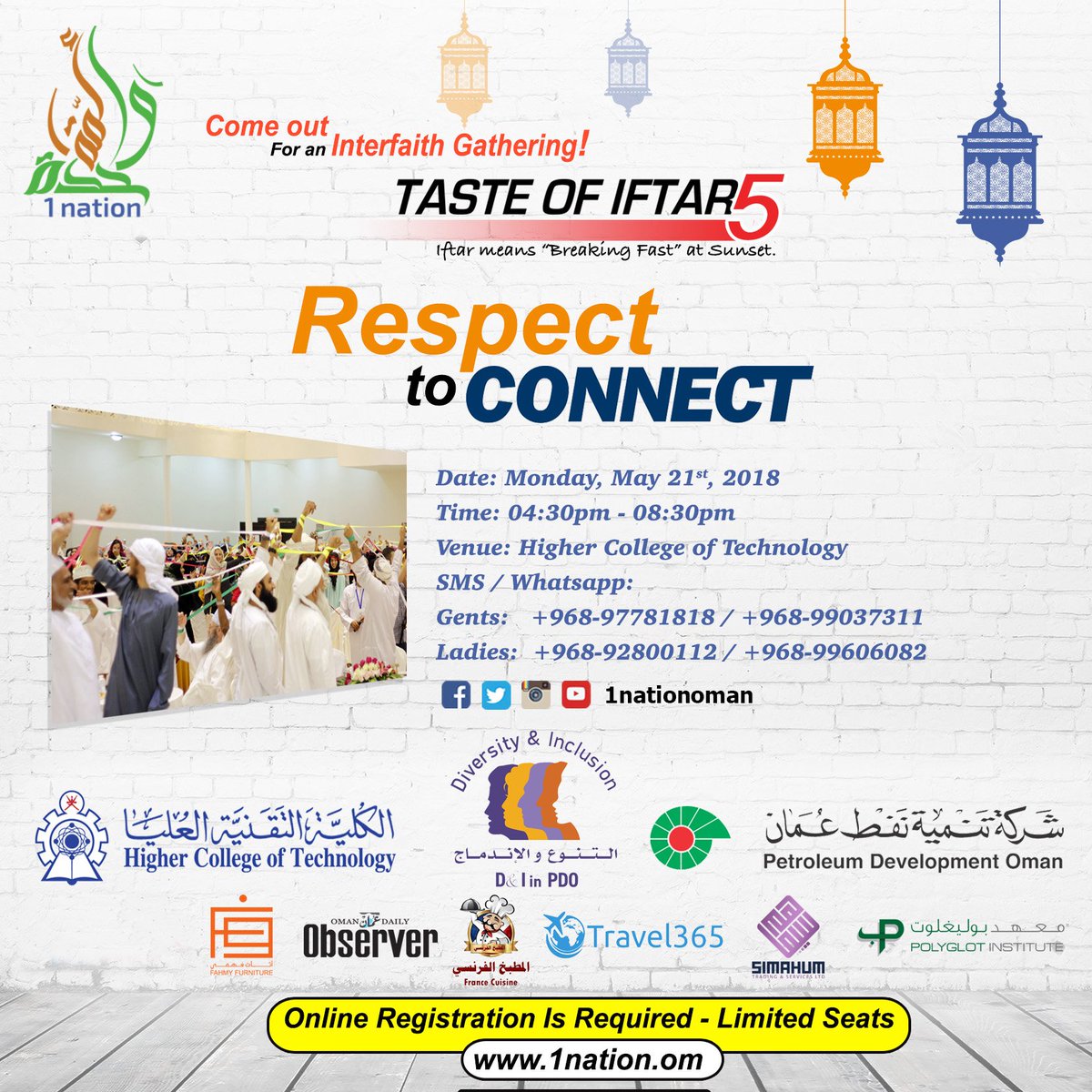 1nationoman's tweet photo. #TasteOfIftar #TOI #resprct #respecttoconnect 5 #comingsoon #Islam #Ramadan #Iftar #Interfaith #socialgathering #Oman #muscat #beoptimistic https://t.co/SDFvJN0fsG