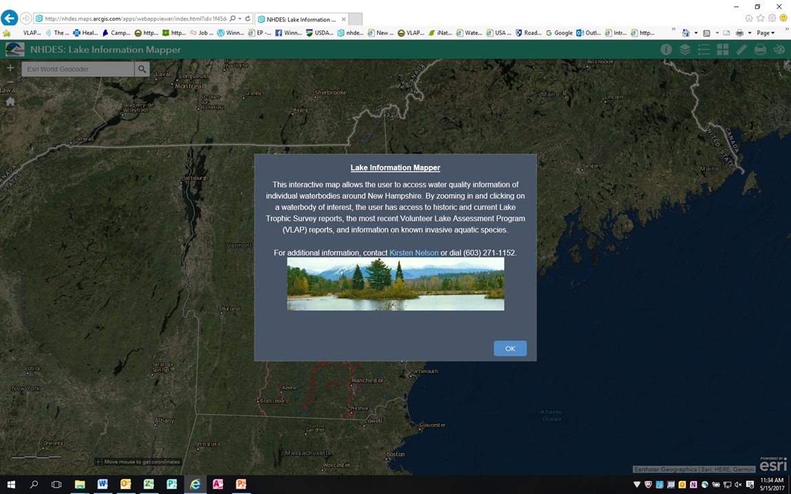 NHDES's tweet photo. Check out our Lake Mapper to see all the completed VLAP reports. https://t.co/Uvit1CCMy3 #NHVLAP #CitizenScience #WaterQuality #Watershed #NH #Volunteers #gis #data #Maps #Mapping #ArcGIS https://t.co/jaUSOlcYoy