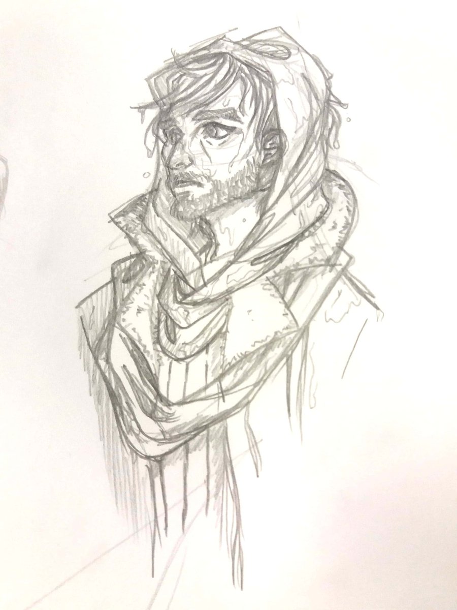 y0ureviltwin's tweet photo. Another sketch of Caleb. I imagine he uses his scarf as a hood when it rains #CriticalRole #hobowizard https://t.co/2uyhEUnHx9