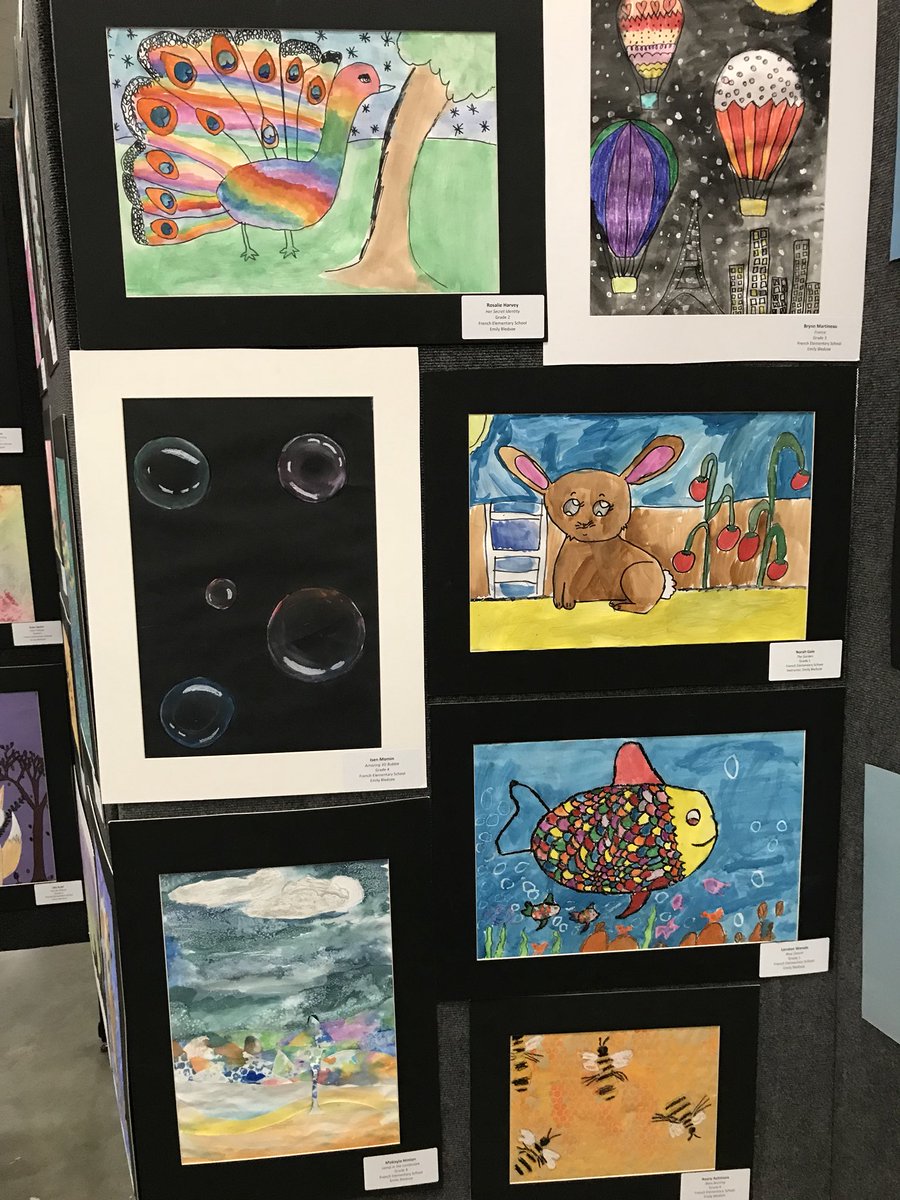 FrenchKISD's tweet photo. Check out the beautiful artwork on display tonight. Artists are students and Mrs. Bledsoe! #kleinisd #kleinfinearts https://t.co/NlWbOzs2ZE