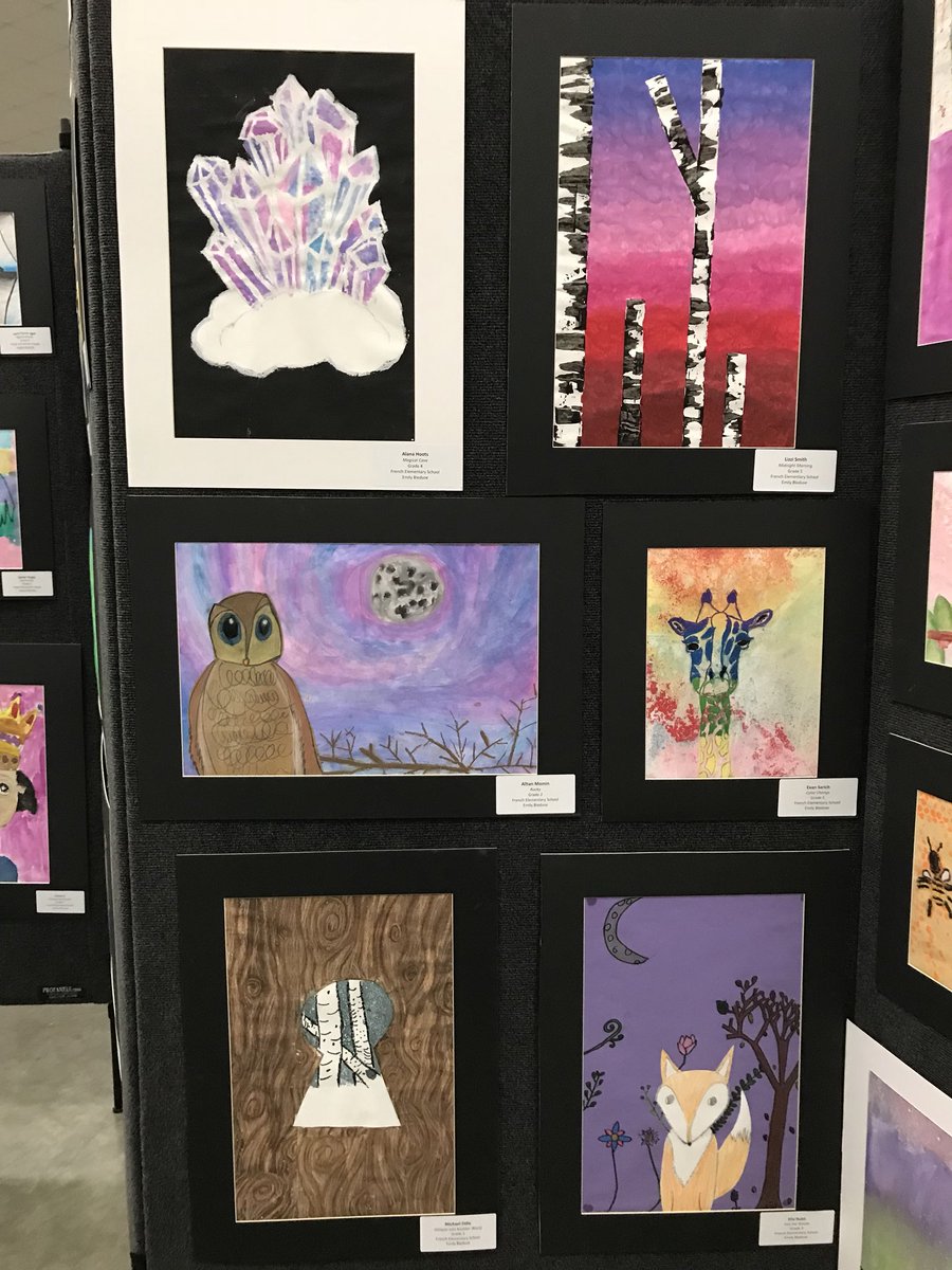 FrenchKISD's tweet photo. Check out the beautiful artwork on display tonight. Artists are students and Mrs. Bledsoe! #kleinisd #kleinfinearts https://t.co/NlWbOzs2ZE