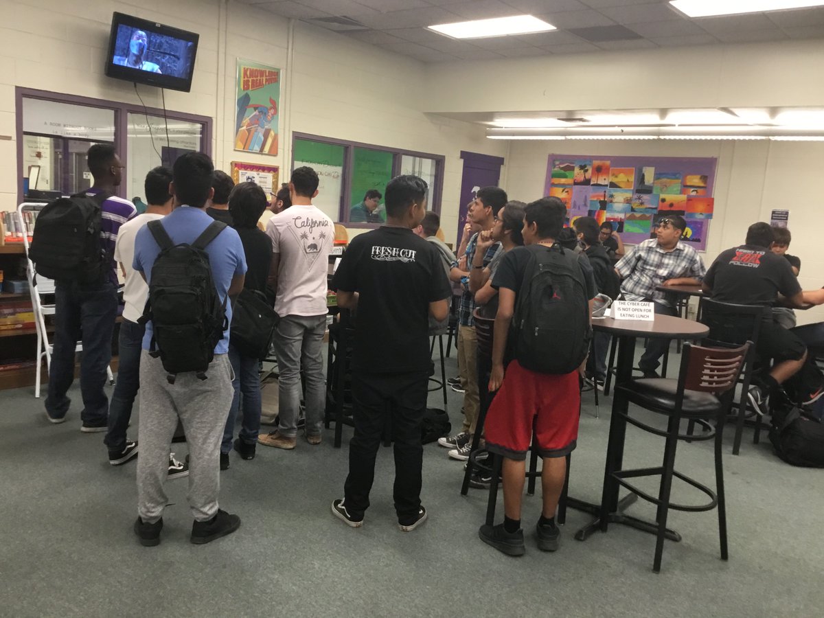 JaquezLenny's tweet photo. #burgesmustangs our gaming tournament is on today lunch, after school, and tomorrow lunch. Also, board games are still popular. Come watch the excitement #episdlibraries #notyourmotherslibrary https://t.co/hbzIEKBKkP