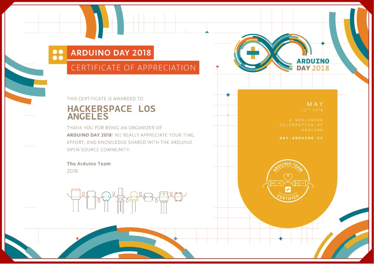 HackerSpaceLA's tweet image. "Thank you again for being part of such a wonderful experience. We look forward to seeing you next year!
Best regards,
Arduino Events Team"
#ArduinioD18 #ArduinoDayLosAngeles #ArduinoDay