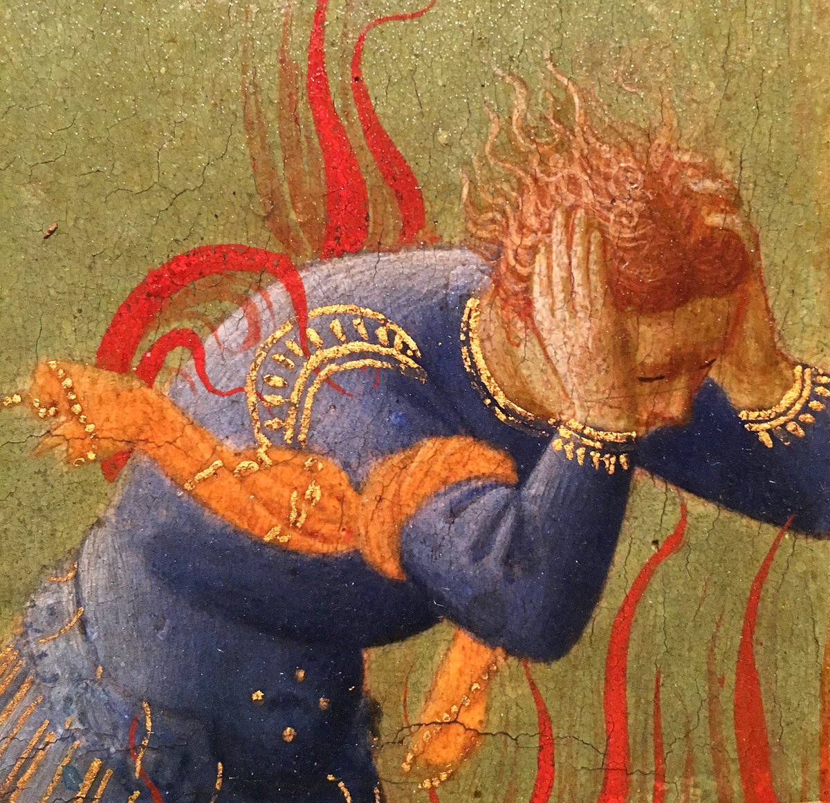 gardnermuseum's tweet photo. Had a bad day at the office? He sure did. This executioner and his friends tried to gang up on Saints Cosmas and Damian, but got scorched instead! #NeedSomeIceForThatBurn See the whole drama unfold in the final days of our Fra Angelico: Heaven on Earth exhibition! https://t.co/KPt0TrtO0i