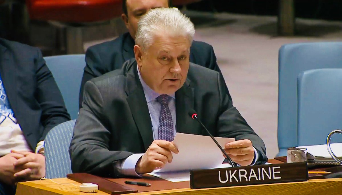 UKRinUN's tweet photo. In accordance with #UNGA resolution 3314, #Russia’s occupation of #Crimea and territories in #Donbas constitutes an act of aggression against Ukraine.

Amb. @YelchenkoUN #StopRussianAggression https://t.co/qMHmLfmiaX