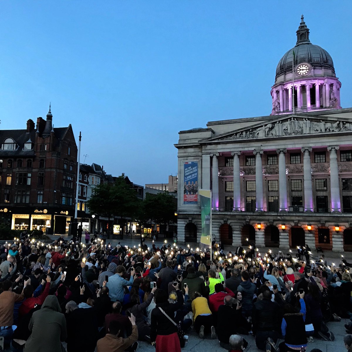CJohn_Wright's tweet photo. Hundreds knelt in Nottingham’s Market Square praying for God’s kingdom to come #thykingdomcome https://t.co/Cd6lcQQ9yH