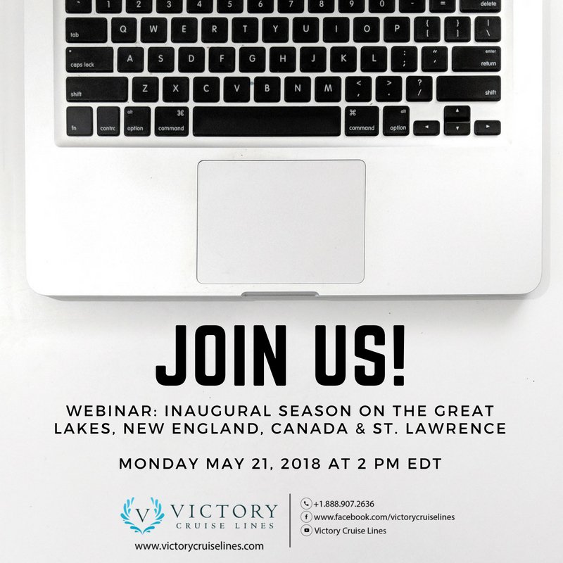 VictoryCruise's tweet image. Join us this Monday for our #TravelAgent Webinar on the Victory II's Inaugural Season on the #GreatLakes, #NewEngland, #Canada and the #StLawrenceRiver! Sign up here: tinyurl.com/ya6ej89y #TravelAgent #Webinar #LuxuryCruising #SummerVacations