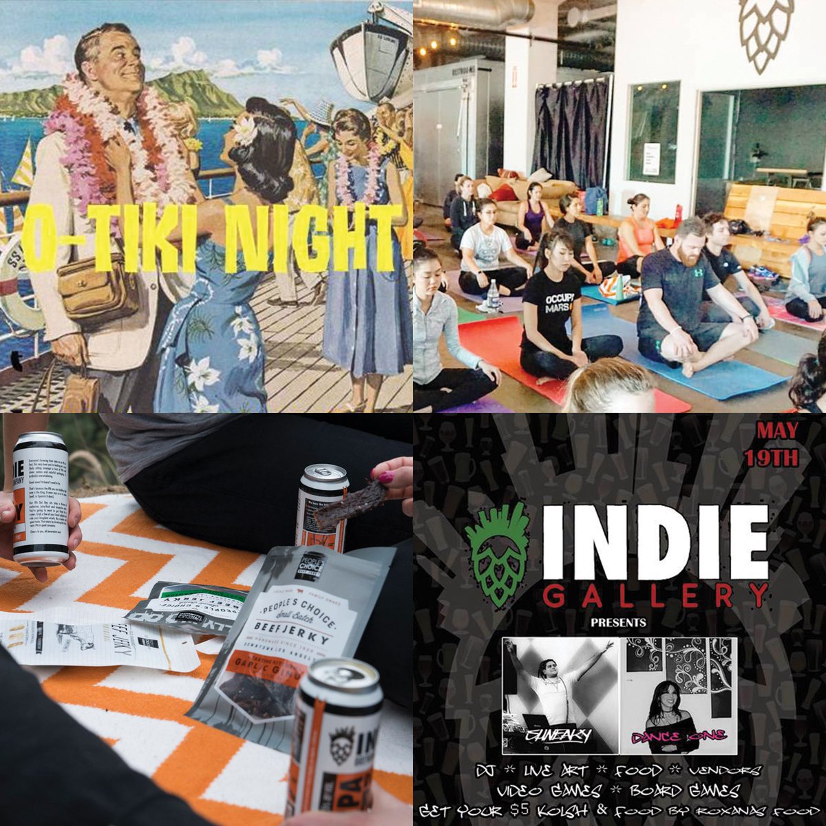 We have special beer cocktails + island vibes for O-Tiki night on Friday [@otikrecords], then Saturday begins yoga [<a href="/DownwardGrog/">Downward Grog</a>] @ 10:45 AM, beef jerky + beer pairing [<a href="/PCBeefJerky/">PC Beef Jerky</a>] at 4PM and then live painting + DJ set [@shneakyent] starting at 6PM. See you all there!