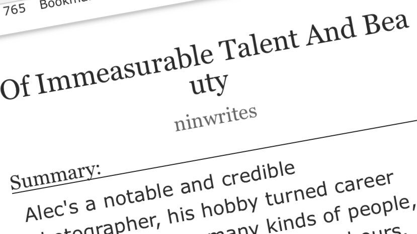 NoMore_17's tweet photo. Nin Time...
#cjreader #cj #reader #malec #fanfic #malecfanfic #ninwrites #OfImmeasurableTalentAndBeauty https://t.co/qVEmD2Bzro