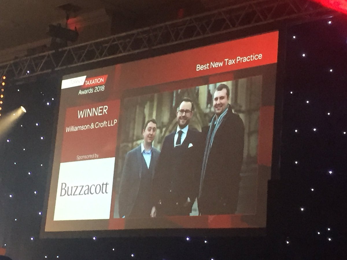 The #TaxAwards2018 Best New tax practice  goes to <a href="/WilliamsonCroft/">Williamson & Croft</a>