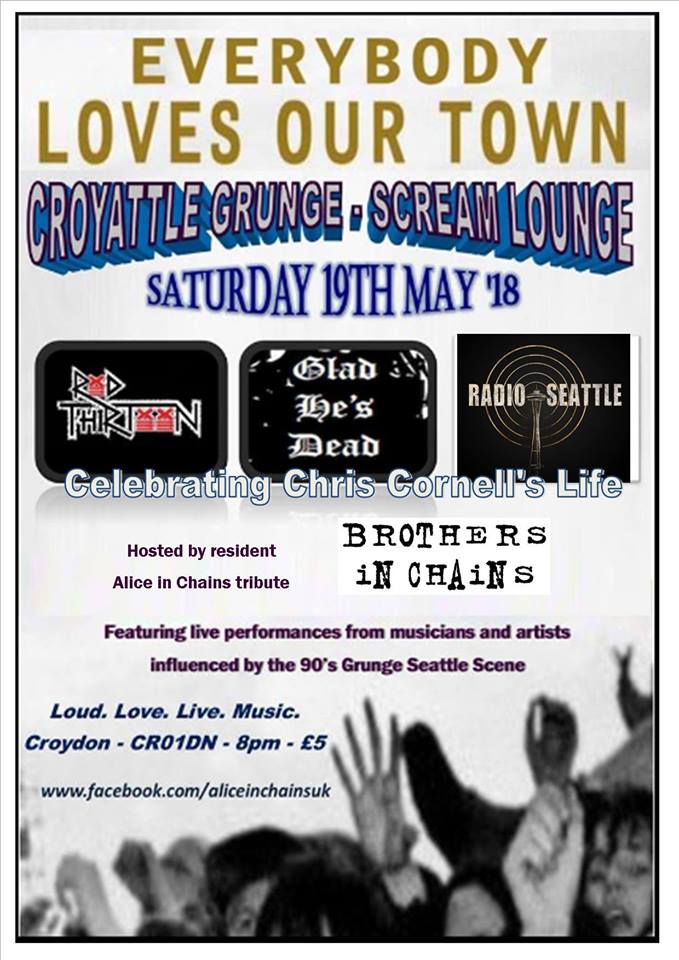 radioseattle's tweet photo. We'll be celebrating the life of #chriscornell at #croyattle on Sat, with an unplugged set of his songs mixed up with a few from #eddievedder - i smile but who am i kidding… @aliceinchainsuk #grunge https://t.co/02bmL8j4Hv https://t.co/0E0suXaD1m