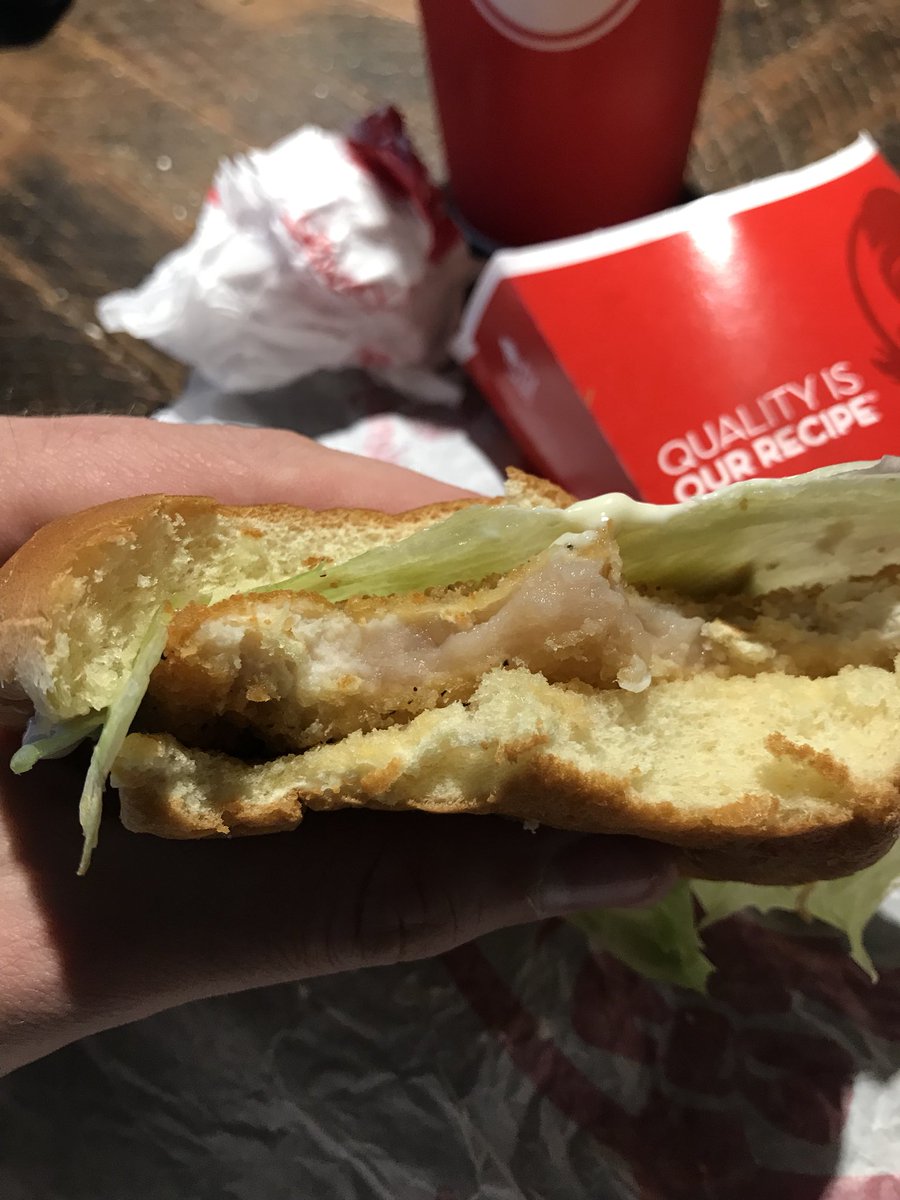 shaneartistry's tweet photo. Hey @Wendys, I think you forgot to cook my chicken sandwich all the way... https://t.co/PkSYgHzGrG
