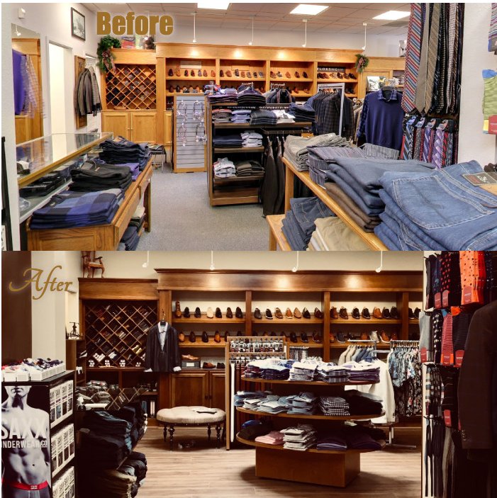 Teds_Clothiers's tweet photo. In the spirit of spring and fresh beginnings, we thought we would share some before and after pictures of our remodel :)
#tedsclothiers #storeremodel #springcleaning #newlook https://t.co/cqwOphuCcp