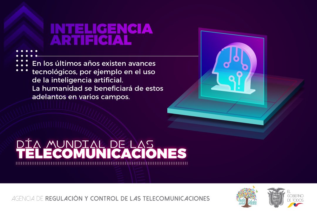 Arcotel_ec's tweet photo. Los avances tecnológicos, como el uso de la inteligencia artificial, beneficiarán a la humanidad.
#DíaTelecomunicacionesEC
#DMTSI18 https://t.co/ZhBlpmQjab
