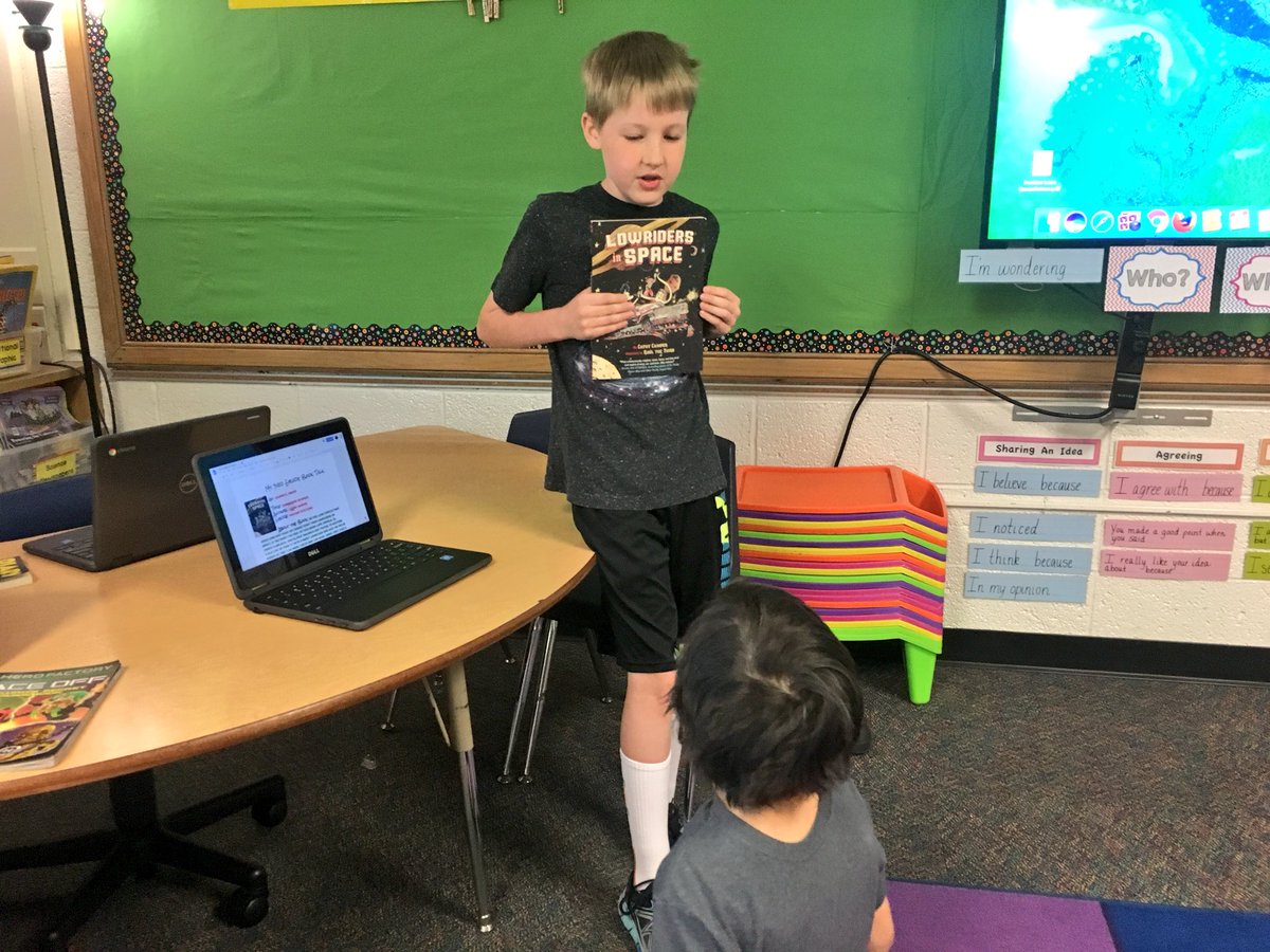 WW_3rd's tweet image. Preparing in small groups to give our final BOOK TALK of the year! We created a visual display to go along with our presentation. We start next week, so look for your child’s summer must-read list on Friday! 😁#GoogleEdu #booktalk #recommendations