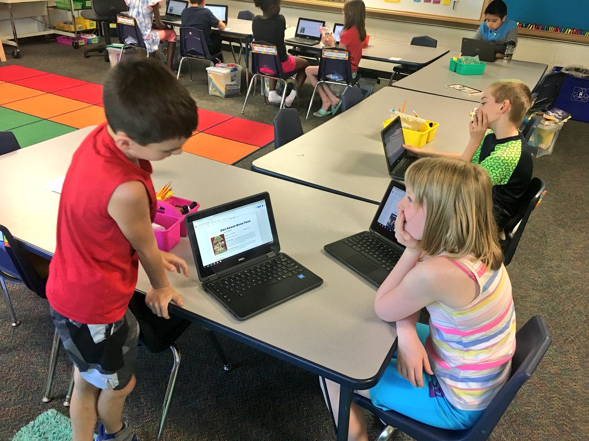 WW_3rd's tweet image. Preparing in small groups to give our final BOOK TALK of the year! We created a visual display to go along with our presentation. We start next week, so look for your child’s summer must-read list on Friday! 😁#GoogleEdu #booktalk #recommendations