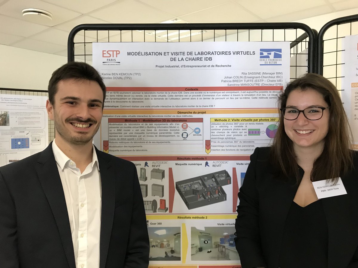 EcoleBeton's tweet photo. Bravo à Karine Ben Kemoun et Nicolas Doval de 2eme année de l’ESTP pour leur visite virtuelle du mortier de l’école ! Très beau travail.
Encadrés par Rita Sassine leur enseignante BIM. Un vrai travail de pros !
@EcoleBeton @estpparis #ciment #beton #ecole #Digital https://t.co/C5mQIRheH1