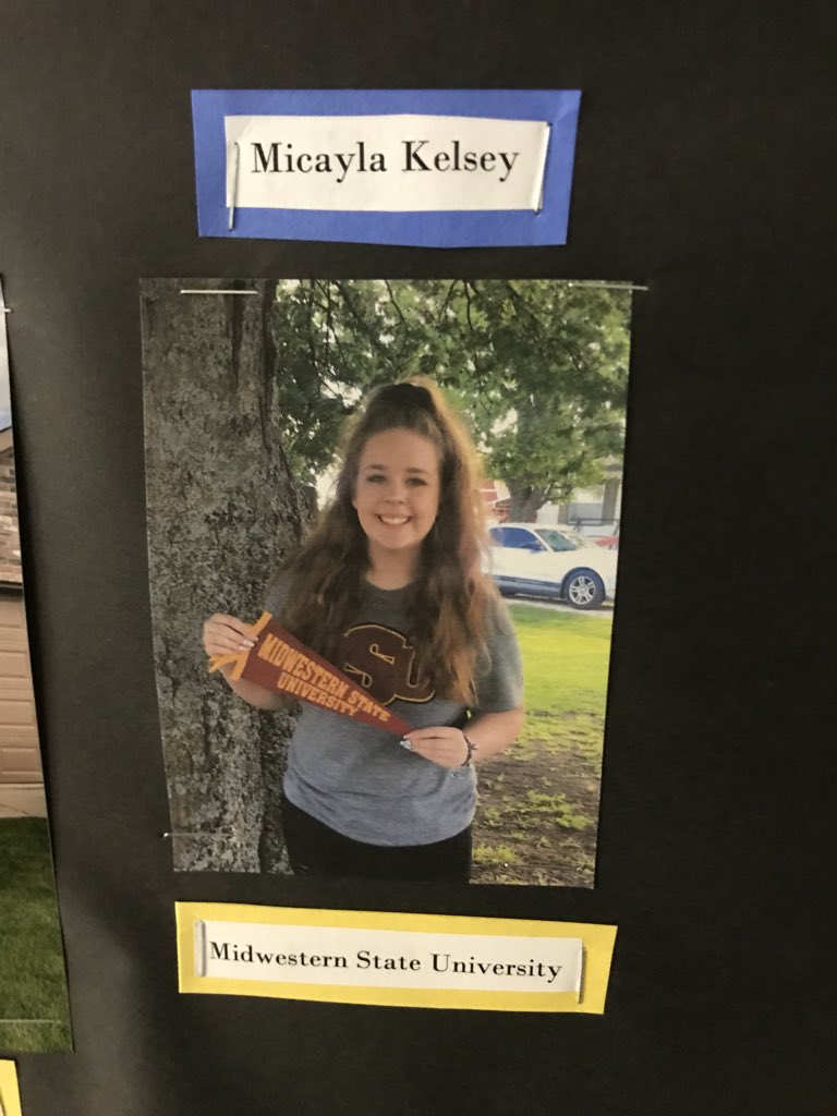 FarmersCCC's tweet photo. Congratulations to @micayla_kelsey on her acceptance to @MidwesternState. #collegebound #seniors2018 https://t.co/1DnkONscL5