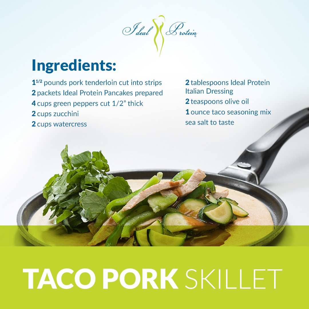 finalsolutionWL's tweet image. Tacos are not just for Tuesdays! Celebrate Taco Thursday with this tasty take on the classic favorite using pork tenderloin, Ideal Protein Pancakes and crisp watercress.