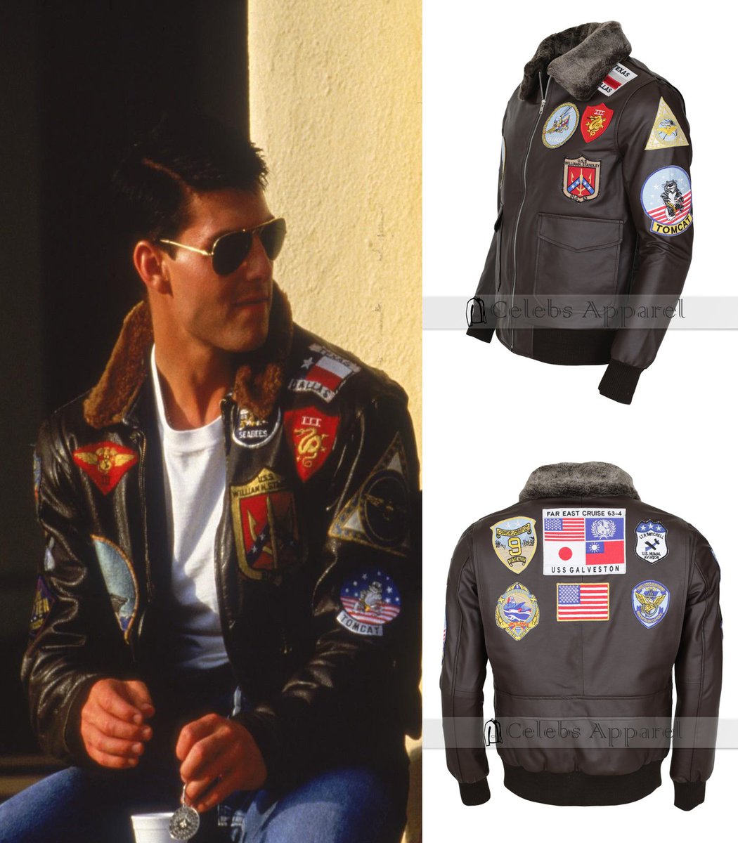 Top Gun Tom Cruise Black Bomber Faux Leather Jacket Air Force Pilot Pete Maverik
