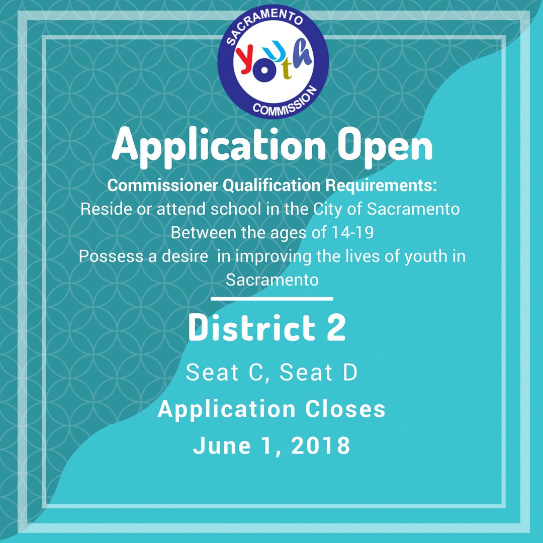 SacYouthCom's tweet photo. Represent! The Sacramento Youth Commission needs you!
Apply now, see link in bio. #SacYouthVoice https://t.co/uSm5aOvA2q