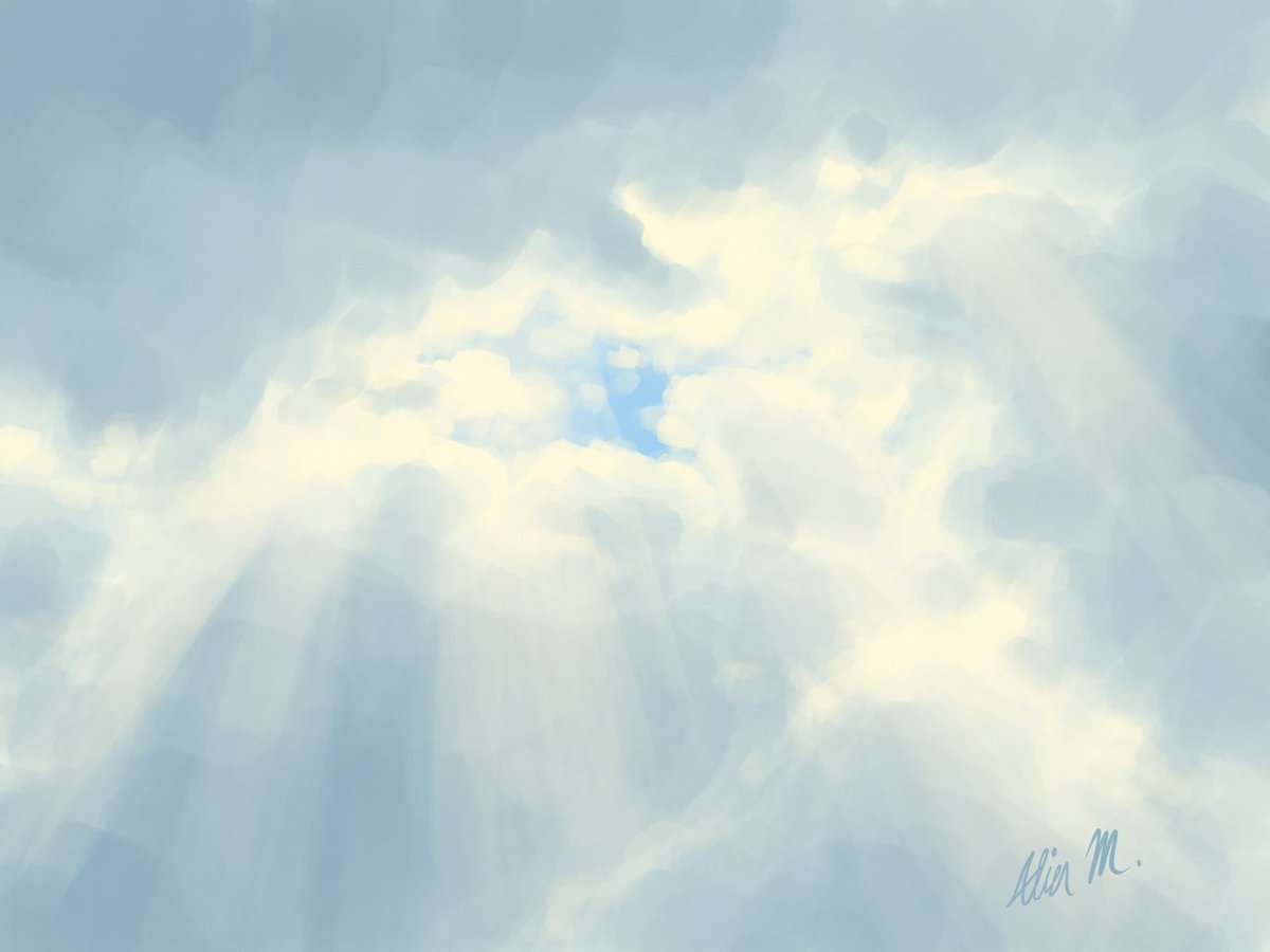 alia_moosvi's tweet photo. I was riding in the passenger seat of a car when I saw how #beautiful the #sunshind was coming through the #clouds. Therefore, I took my iPad out and attempted to #draw them. #art #sky https://t.co/q9U7NDp5UA