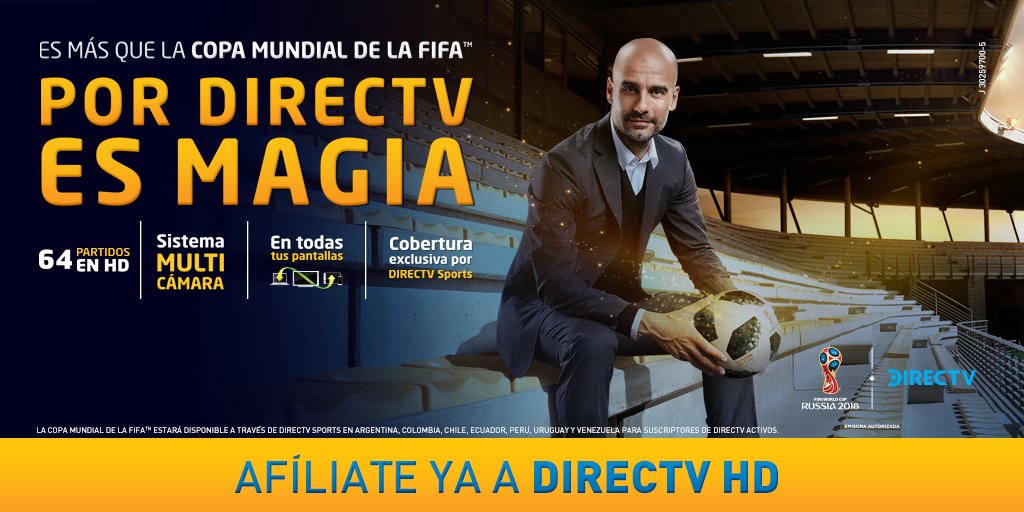 DIRECTVSportsVE's tweet photo. Afíliate a #DIRECTVHD y con DIRECTV Play💻, no te perderás ninguna jugada de la Copa del Mundo Rusia 2018⚽️ donde quiera que estés
¡Conoce los detalles aquí👉🏻https://t.co/WUNVtxDUd2! https://t.co/X0NnzASOTV