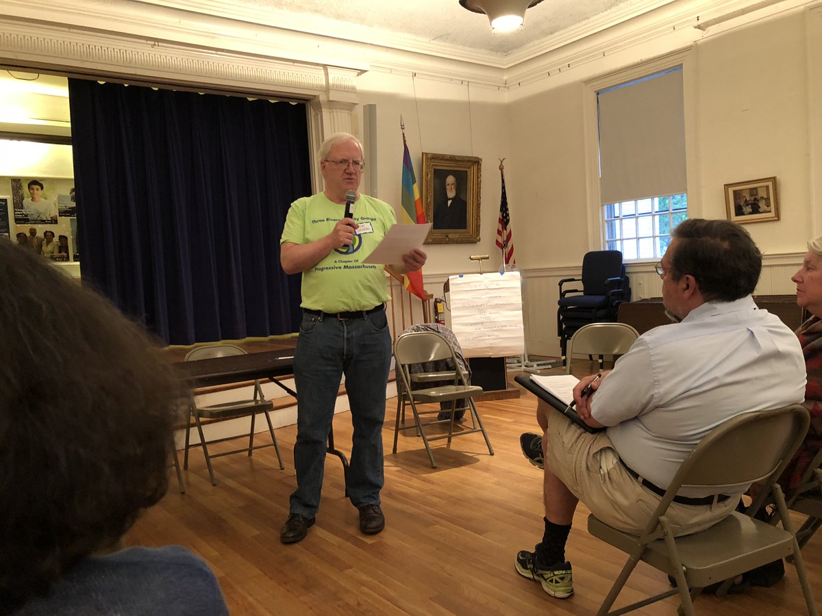 BloomyCommittee's tweet photo. Last night Ben attended an inspiring meeting with @ThreeRiversMass While at TRAG, members got to hear from @JonathanCohn of @ProgressiveMass and the dean of political canvassing @KateDonaghue! Before the meeting, Ben and @K91Colt did knock on 10 doors too! #votebloomy #MaPoli https://t.co/LfIZ4vUn8Y